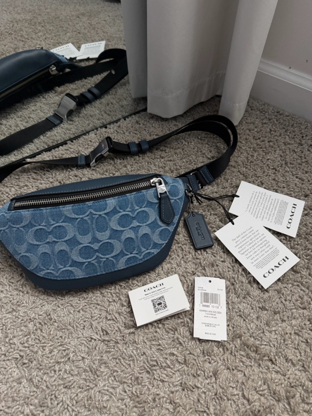 Coach Warren Mini Signature Denim Belt Bag